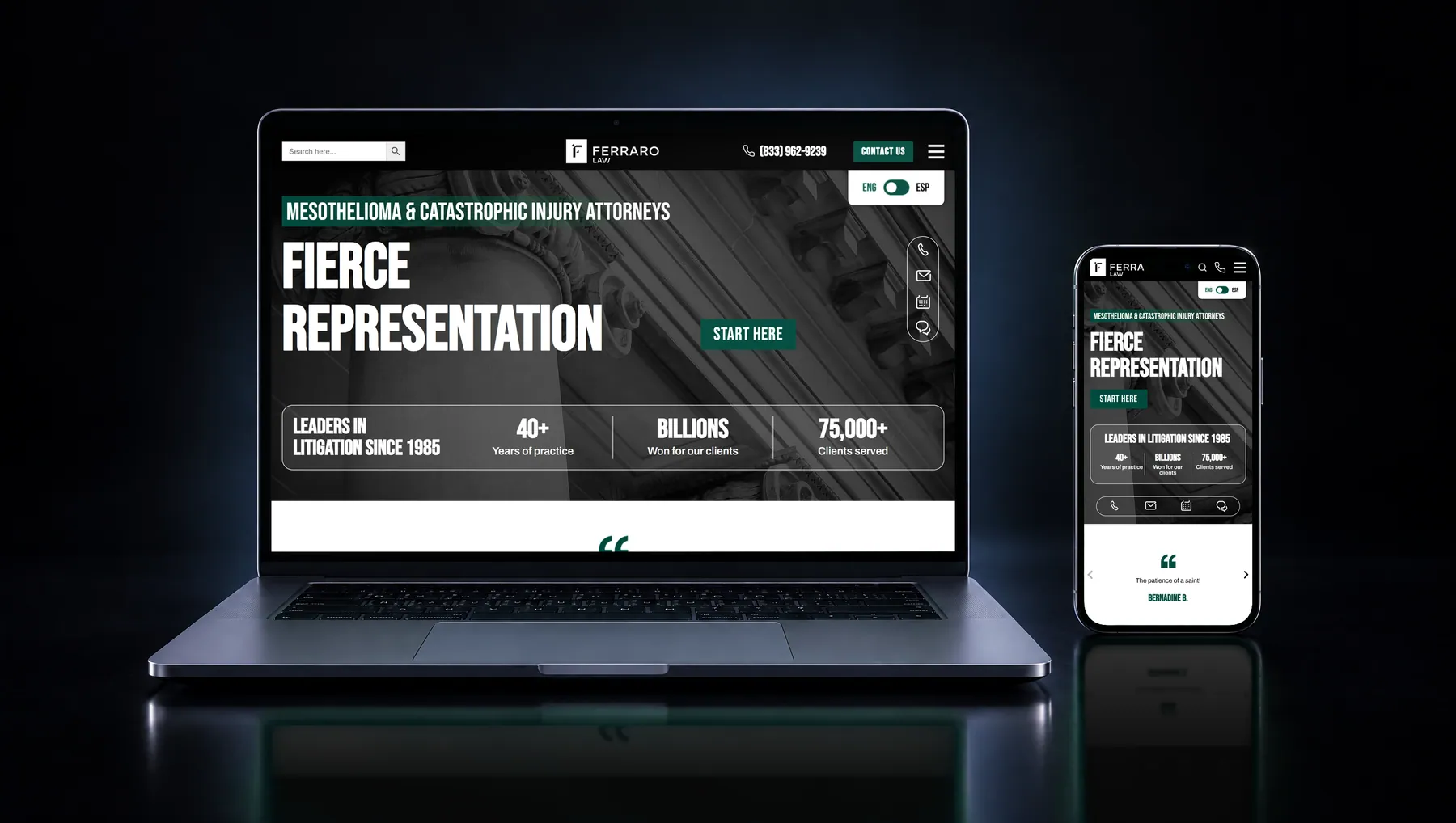 ferrarolaw.com on desktop and mobile