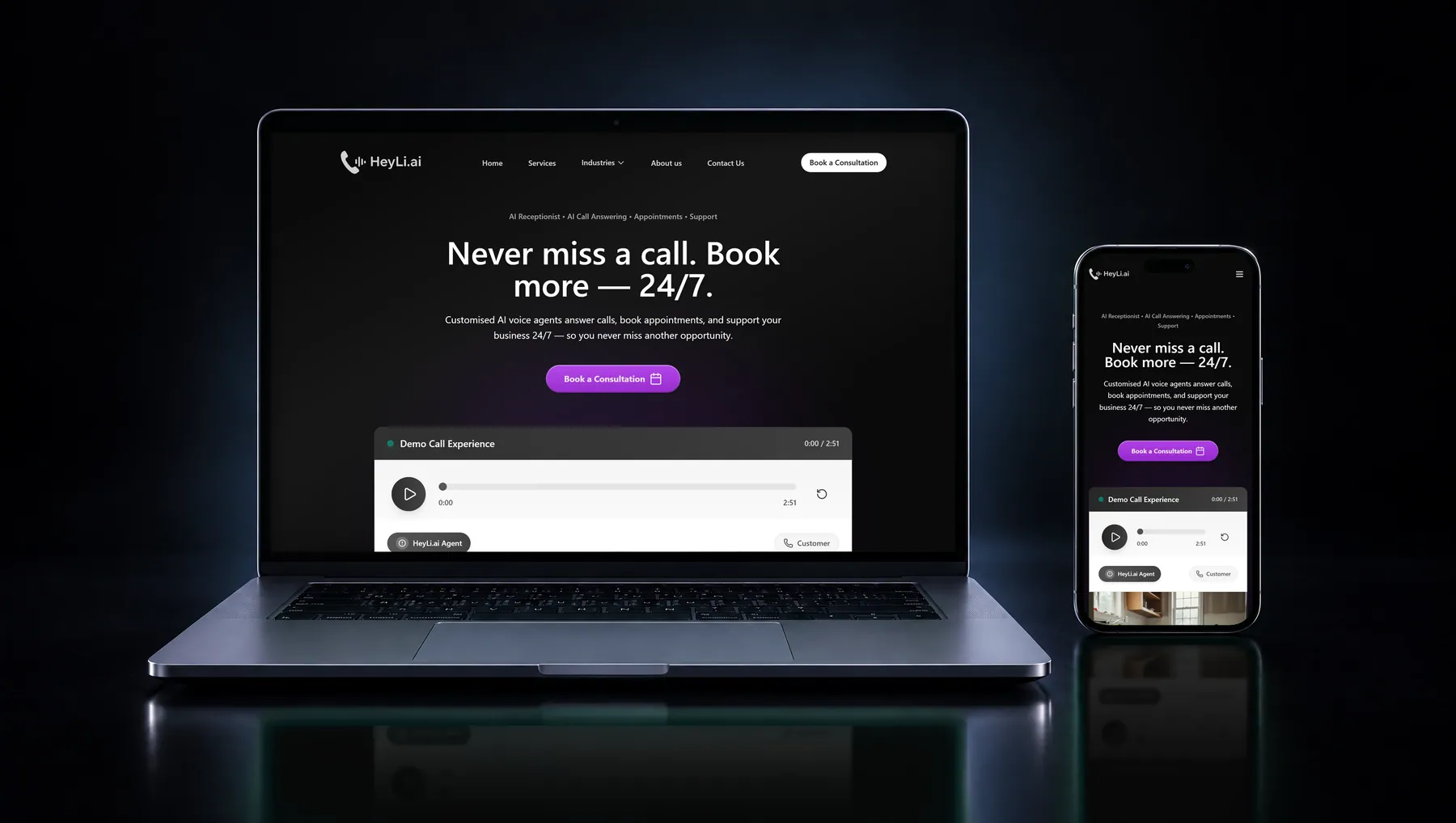 heyli.ai on desktop and mobile
